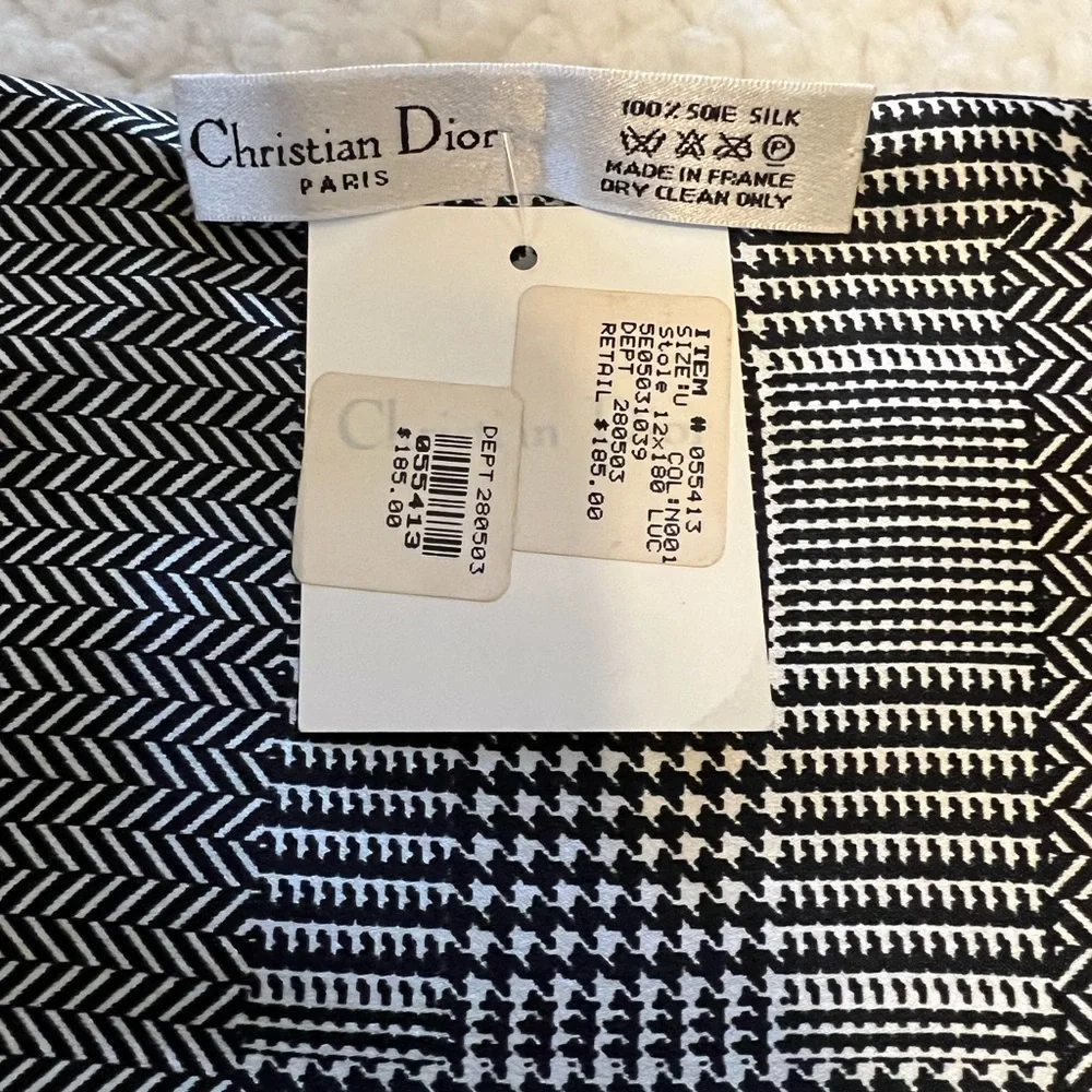 Christian Dior Houndstooth Silk Scarf